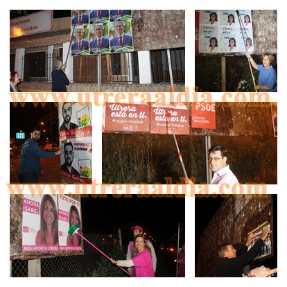 Los partidos políticos utreranos llenan Utrera de carteles y banderolas
