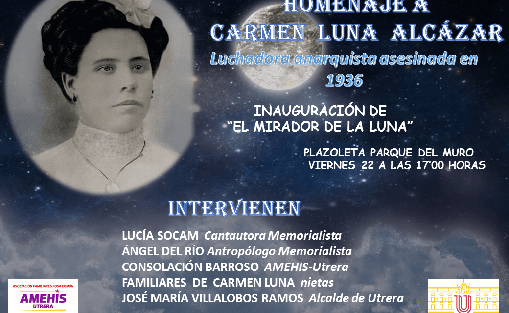 Carmen Luna DARÁ NOMBRE, DESDE HOY, AL MIRADOR DEL PARQUE DEL MURO