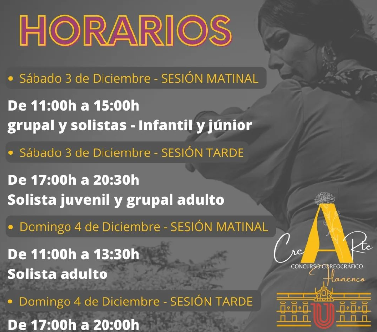 Publicados los horarios oficiales para el Concurso coreográfico de Flamenco de Inés Rubio este 3 y 4 de diciembre