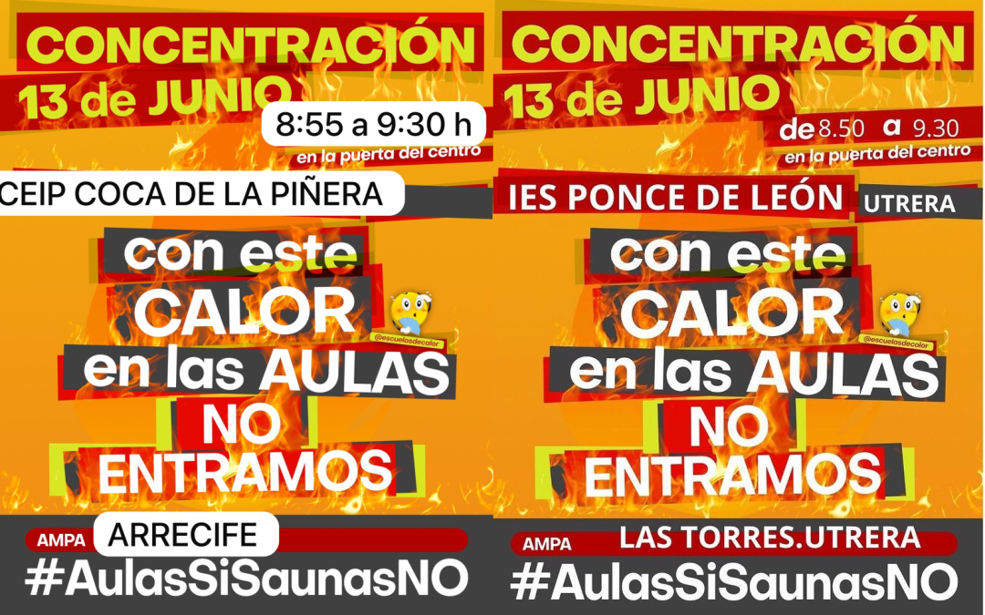 Manifestaciones escolares en los centros Coca de la Piñera y Ponce de León para correctas climatizaciones