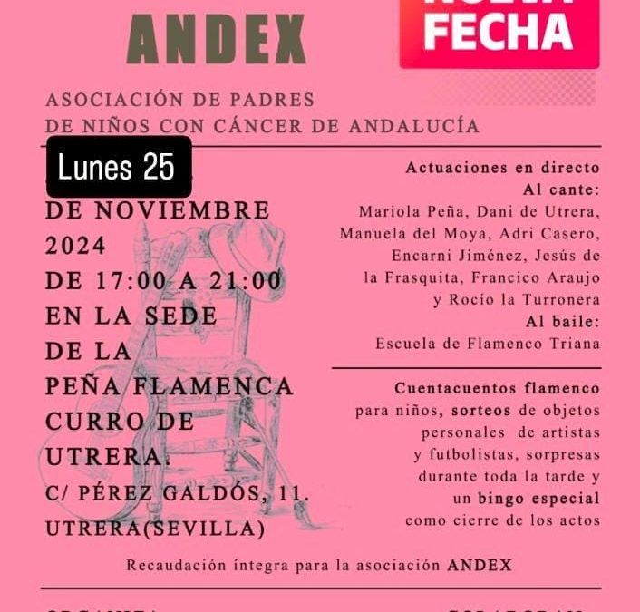 Nueva fecha para el evento solidario de la Peña Flamenca de Utrera «Una Pataíta por ANDEX»