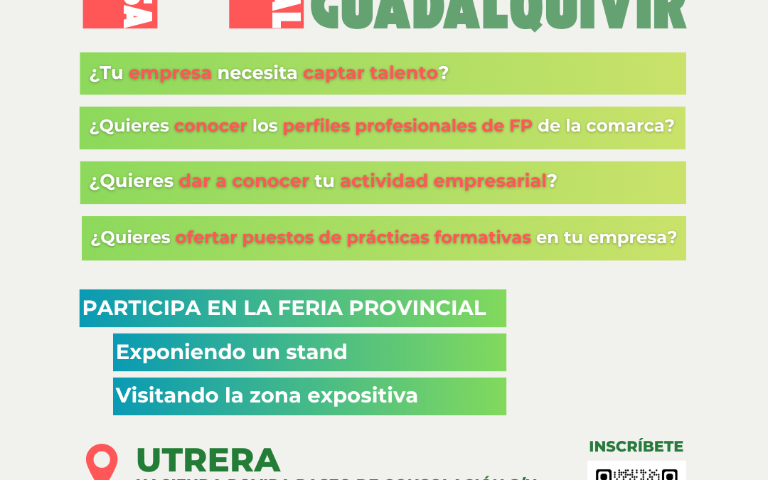 Utrera será la sede de la Feria Provincial de Formación Profesional y Empresa del Bajo Guadalquivir