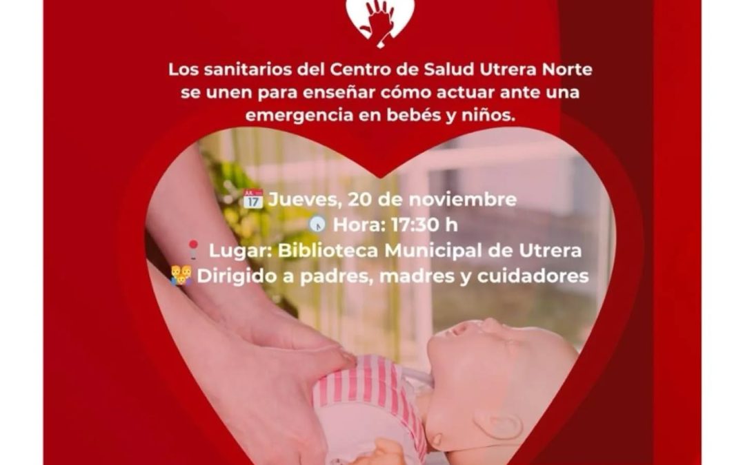 Los sanitarios del Centro de Salud «Utrera Norte» enseñan como realizar primeros auxilios a bebés y niños
