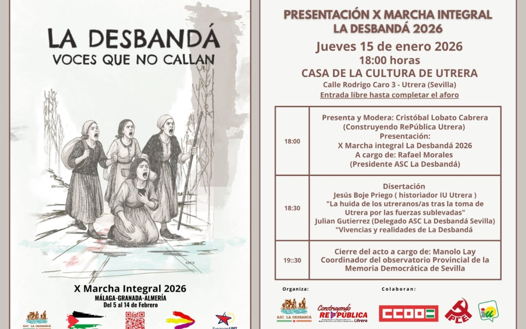La Casa de la Cultura de Utrera acogerá la presentación de la X Marcha Integral La Desbandá