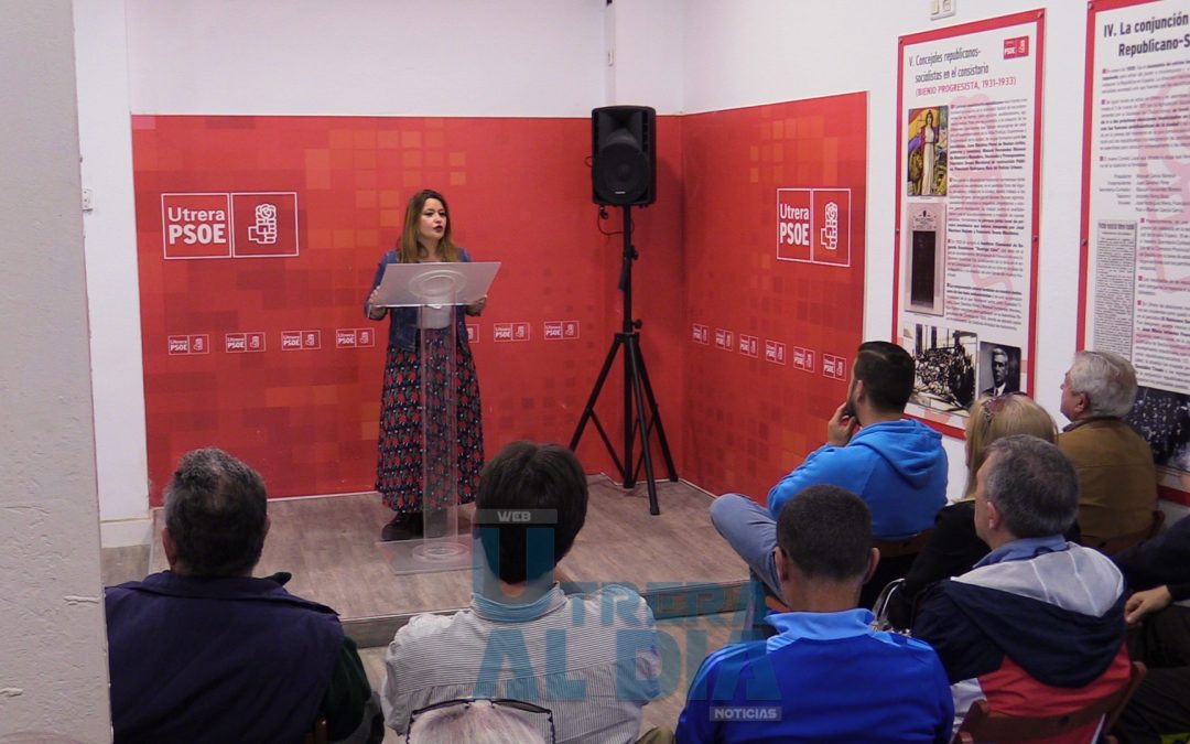 La socialista Verónica Pérez visita Utrera para iniciar la precampaña electoral «Nos jugamos la vida en estas elecciones» (vídeo)