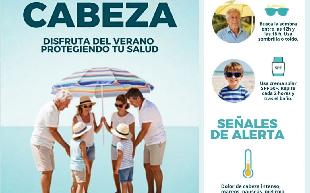 La delegación de Sanidad junto a los centros de salud de Utrera organizan una campaña de prevención frente al calor «Al sol, con cabeza»