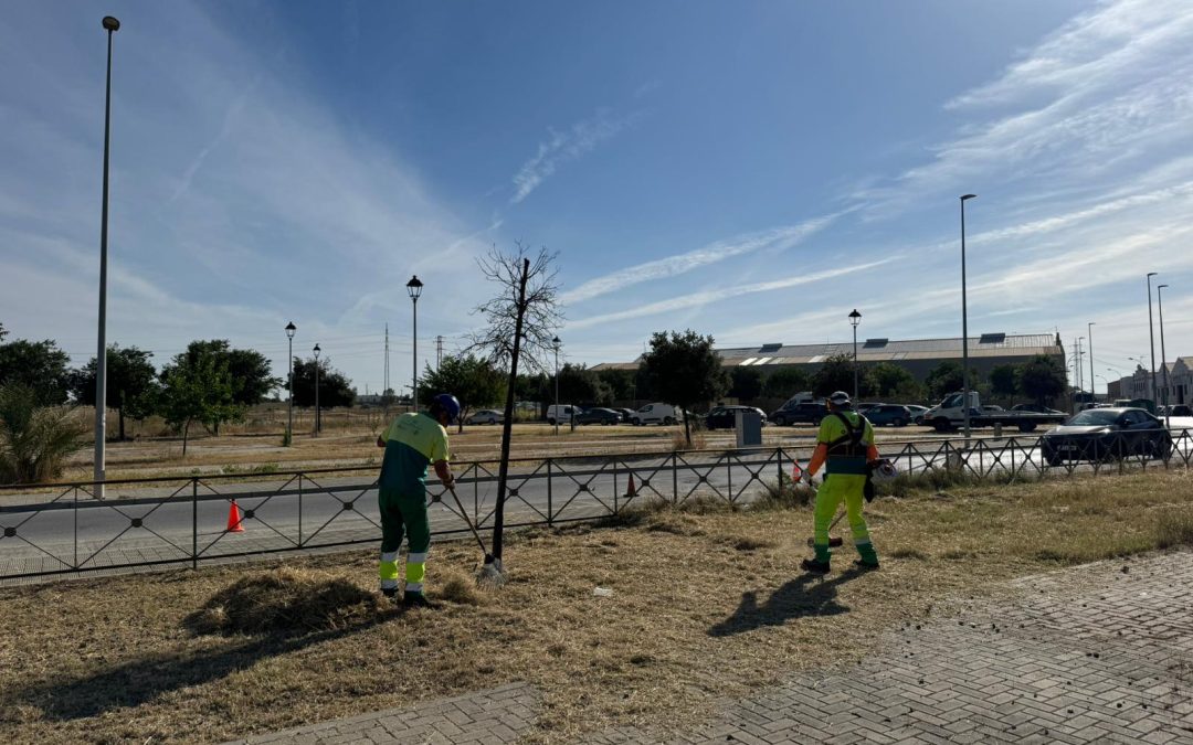 Parques y Jardines intensifica las labores de limpieza y mantenimiento en polígonos industriales de Utrera