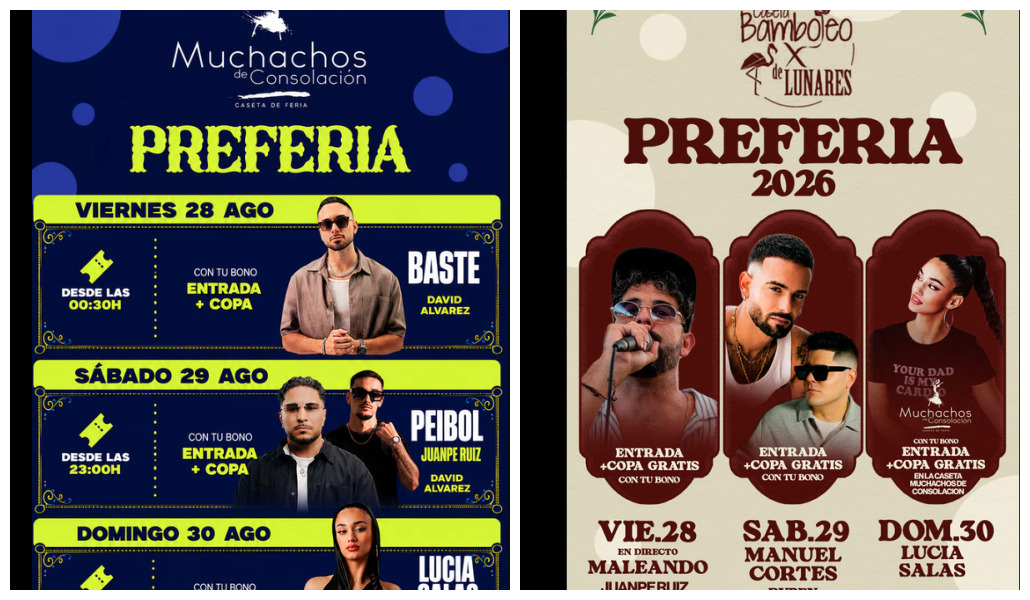 Las casetas Muchachos de Consolación y Bamboleo preparan sus conciertos de preferia 2026