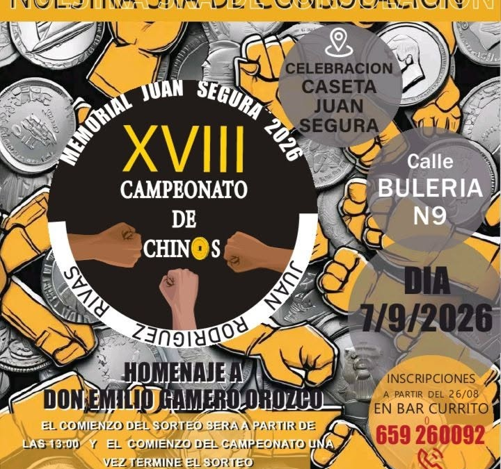 La Caseta Juan Segura acogerá el XVIII Campeonato de Chinos «Memorial Juan Segura» con homenaje a Emilio Gamero