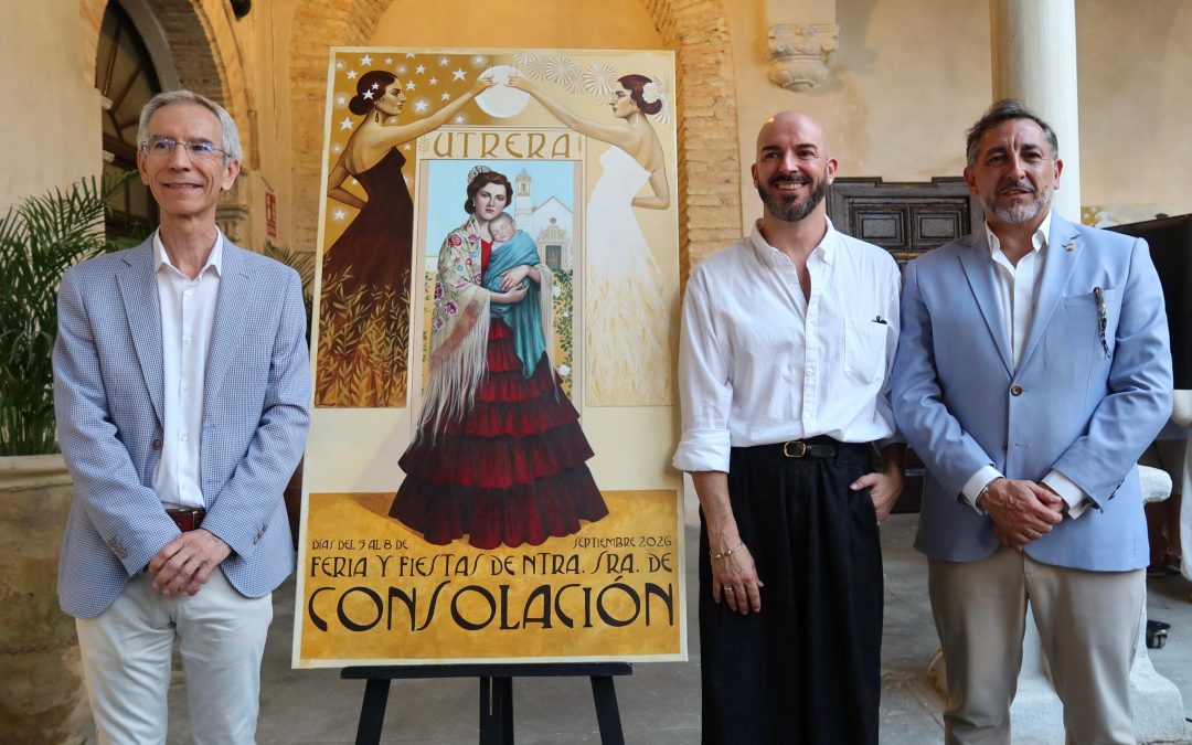 El cartel para la Feria de Rafael Rodríguez Girona convierte el escudo de Utrera en una alegoría de su identidad y sus tradiciones (vídeo)