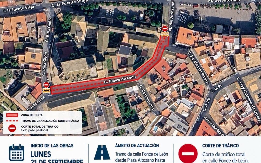 Corte total de tráfico en la calle Ponce de León por obras de canalización eléctrica este 21 de septiembre