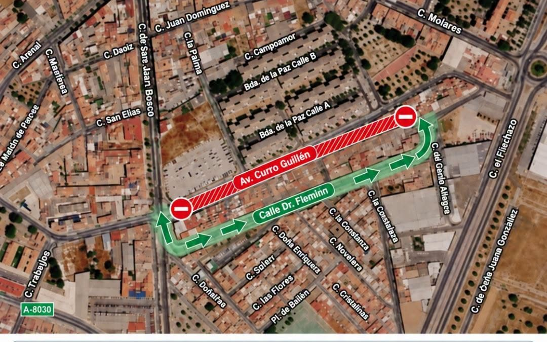 El Ayuntamiento anuncia un corte de tráfico en la calle Curro Guillén por las obras del Tramo 6 de La Vereda