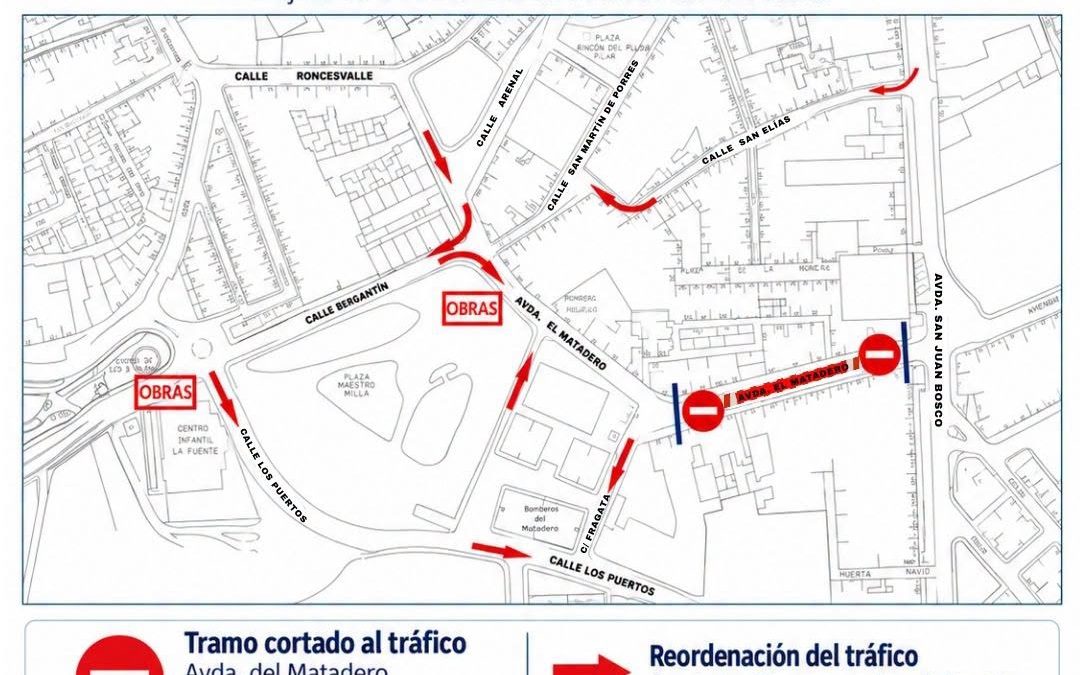 Nuevo corte de tráfico hoy en la avenida del Matadero por las obras de La Vereda