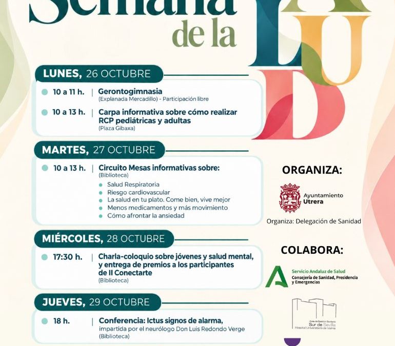 Inicia la «Semana de la Salud» en la biblioteca de Utrera con mesas informativas, gimnasia y charlas médicas 